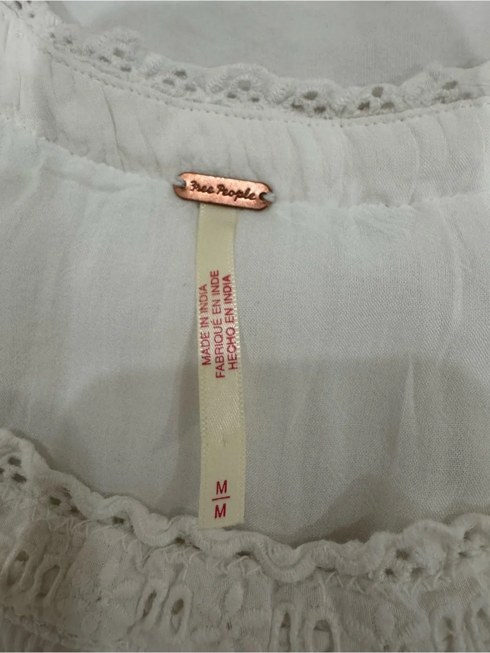 Free People Cream Eyelet Peasant Top - Picture 3 of 4